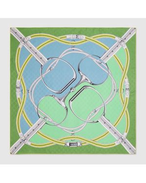 Gucci Pañuelo Cuadrado Jacquard De Seda Estampado - Verde