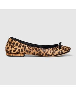 Gucci Ballerina With Bamboo, Fabric - Brown