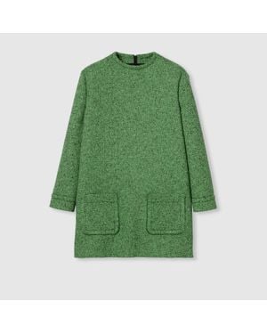 Gucci Vestido De Mouliné De Lana Y Algodón, Talla - Verde