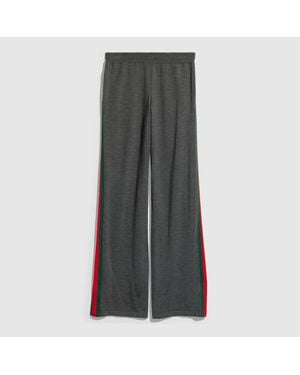 Gucci Fine Wool Leisure Trousers With Web - Grey