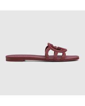 Gucci Sandalo Slider Donna Con Incrocio Gg, Taglia - Viola