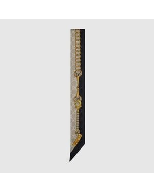 Gucci Band Aus Seidentwill Mit Print - Schwarz