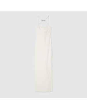 Gucci Long Silk Dress With Crystal Horsebit, Ready-To-Wear - White