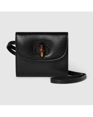 Gucci Bamboo Card Case On Strap - Black