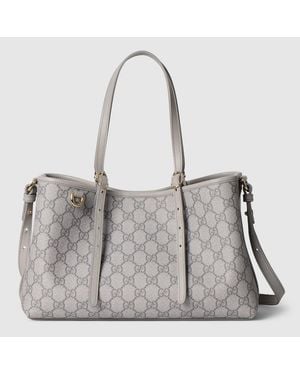 Gucci Borsa Shopping Gg Emblem Misura Piccola - Grigio
