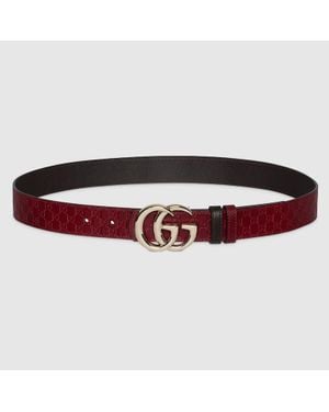Gucci Wendbarer Gg Marmont Gürtel, Größe 100 - Rot