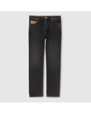 Gucci Washed Cotton Denim Trousers - Grey