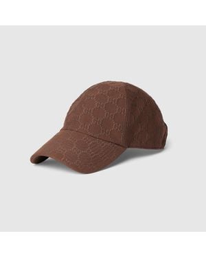 Gucci Embossed Gg Jersey Baseball Hat - Brown