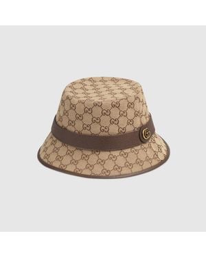 Gucci Logo-pattern Cotton-blend Bucket Hat - Brown