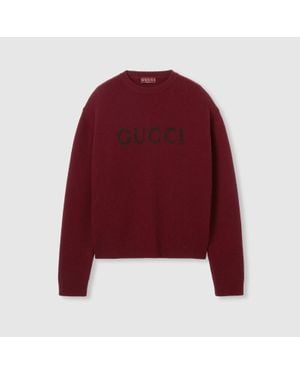 Gucci Pullover Aus Woll- Und Kaschmir-Rippstrick, Größe - Rot