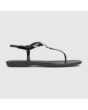 Gucci Thong Sandal With Interlocking G - Brown