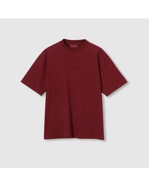 Gucci Camiseta De Punto De Algodón Con Bordado, Talla - Rojo