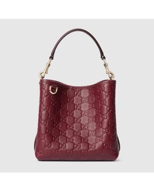 Gucci Gg Emblem Small Bucket Bag - Red