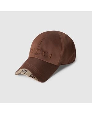 Gucci Cotton Baseball Hat With Embroidery - Brown