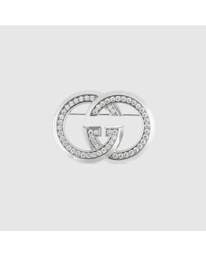 Gucci Broche Con Gg Entrelazada Con Cristales - Metálico