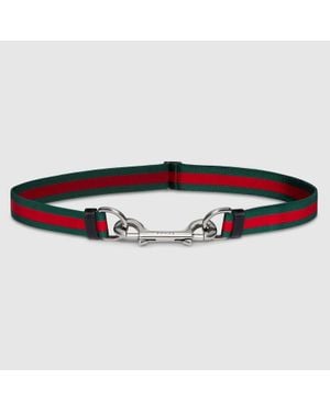 Gucci Cintura Sottile Con Fibbia Con Doppio Moschettone, Taglia 60 - Rosso