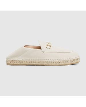 Gucci Espadrille With Horsebit, Suede - White