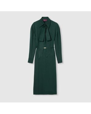 Gucci Interlocking G Silk Jacquard Dress - Green