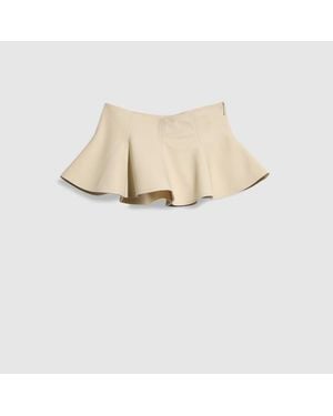 Gucci Silk Poplin Flounced Skirt - Natural
