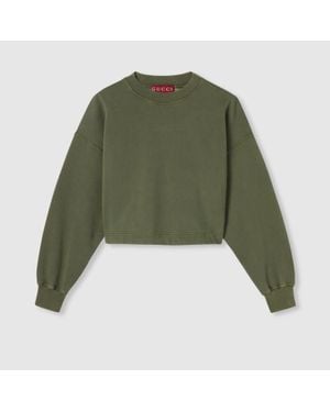 Gucci Cotton Jersey Sweatshirt With Embroidery - Green