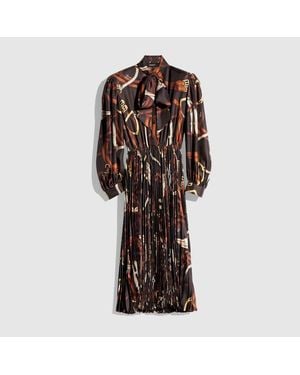 Gucci Printed Silk Twill Chemisier Dress - Brown