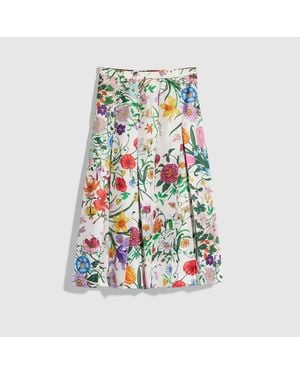 Gucci Printed Silk Twill Pleated Skirt - Green