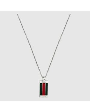 Gucci Collana A Catena Con Pendente Web - Metallizzato