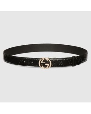 Gucci Cintura Con Fibbia Incrocio Gg, Taglia 100 - Nero