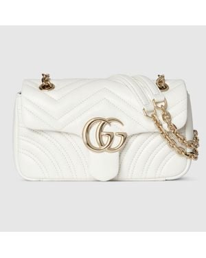Gucci Sac À Épaule Gg Marmont Petit Format - Blanc