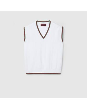 Gucci Vest Top With Web Trim, Ready-To-Wear - White