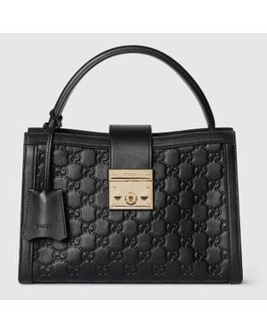 Gucci Padlock Medium Top Handle Bag - Black