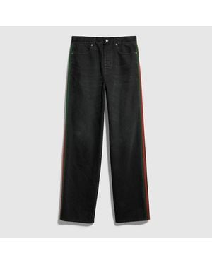 Gucci Hose Aus Baumwolle Und Denim Mit Web-Einsatz, Größe - Schwarz