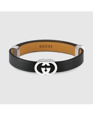Gucci Interlocking Leather Bracelet - Brown