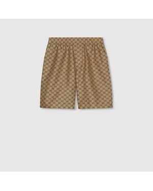 Gucci Monogram Relaxed-fit Linen-blend Shorts - Natural