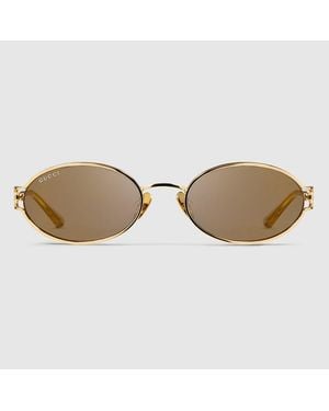 Gucci Rectangular-Frame Sunglasses - Brown