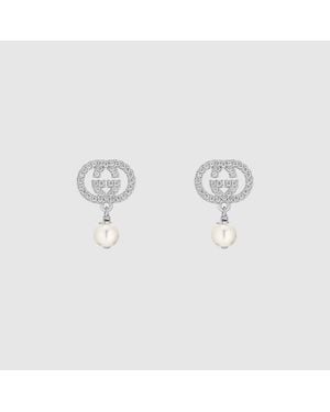 Gucci Orecchini Con Cristalli E Perle - Metallizzato