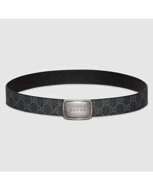 Gucci Belt With Plaque Buckle, Size 95, Gg Canvas - Black