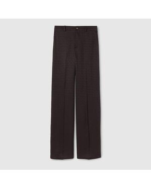 Gucci Horsebit Silk Jacquard Trousers - Brown