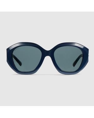 Gucci Geometric-Frame Sunglasses - Blue