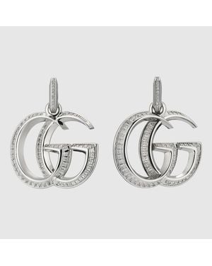 Gucci Pendientes Gg Marmont De Cristal - Metálico