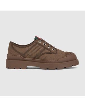 Gucci Zapato Cordones Con Tribanda Web Para Hombre, Talla - Marrón