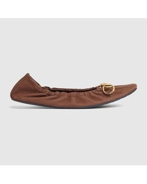 Gucci Damenballerina Mit Horsebit, Größe - Braun