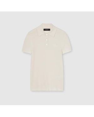 Gucci Cashmere Silk Polo Shirt With Embroidery - White