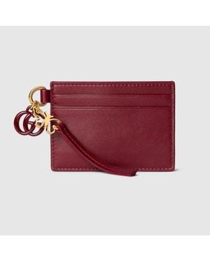 Gucci Portacarte Con Doppia G E Ciondolo Farfalla - Rosso