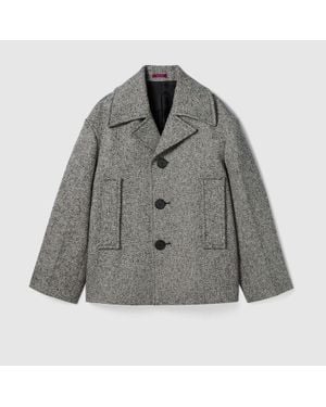 Gucci Caban En Tissu Double Laine Et Coton, Taille - Gris