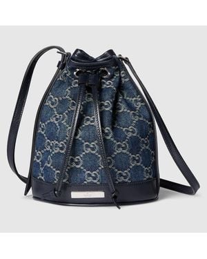 Gucci Mini Bucket Bag Mit Plakette - Blau
