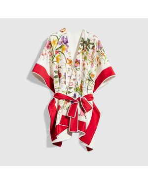 Gucci Printed Cotton Terrycloth Cape Dress - Red