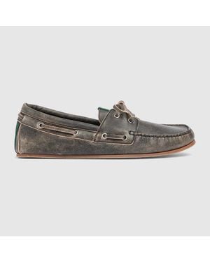 Gucci Boat Shoe, Leather - Grey