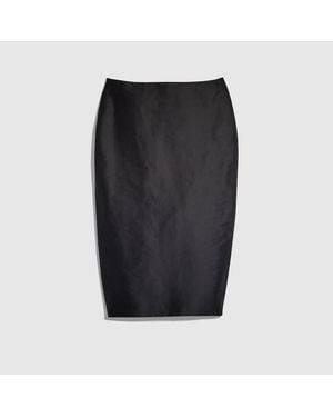 Gucci Fine Silk Faille Midi Skirt, Size 50 It, Ready-To-Wear - Black