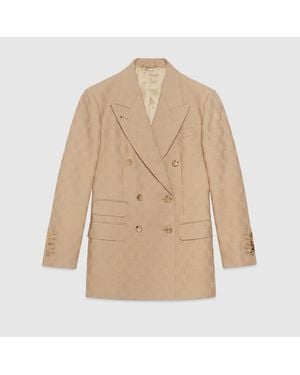 Gucci Gg Wool Jacquard Jacket - Natural